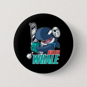 Chainsaw Killer Whale Costume Fun Orca Halloween  6 Cm Round Badge