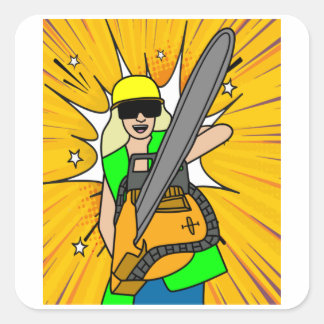 Chainsaw Lumberjack Chainsaw Square Sticker