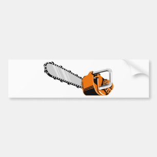 chainsaw retro style bumper sticker