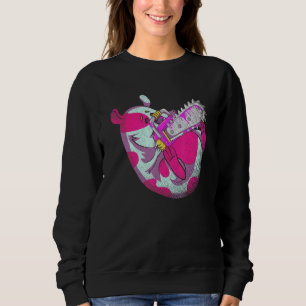 Chainsaw Scary Vaporwave 90s Art Animal Spooky Ham Sweatshirt