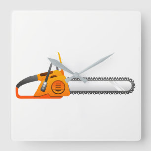 Chainsaw Square Wall Clock