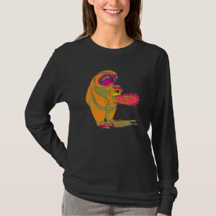 Chainsaw Vaporwave Retro 80s Art Creepy Animal Slo T-Shirt