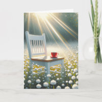 Chair and Red Mug In Wildflowers Birthday