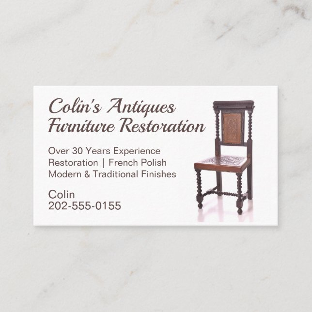Chair Antique Furniture Restoration  Business Card (Front)