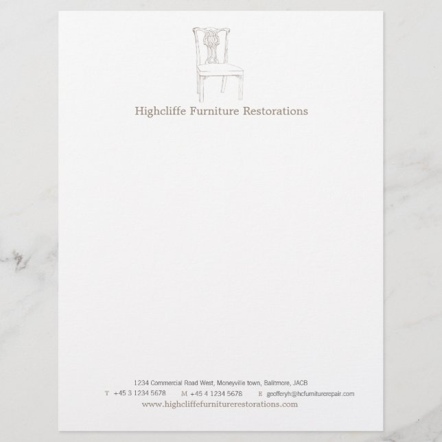 Chair drawing antiques business letterhead template (Front)