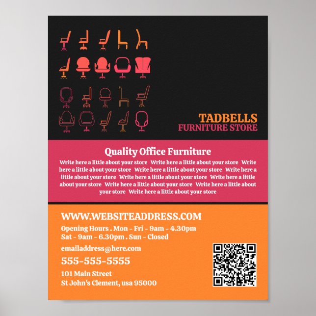Chair Icons - Furniture Store Sales Poster (Front)