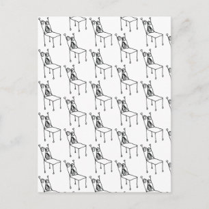 Chair Line Art Drawing Postcard