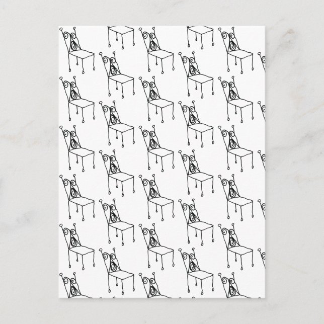 Chair Line Art Drawing Postcard (Front)