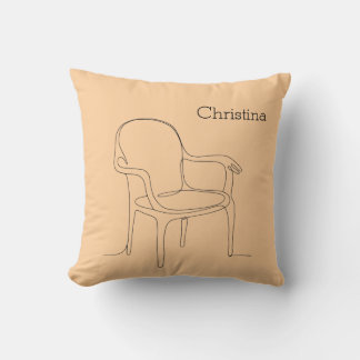 Chair of Support Line Art - Warm Boho Accent Cushion