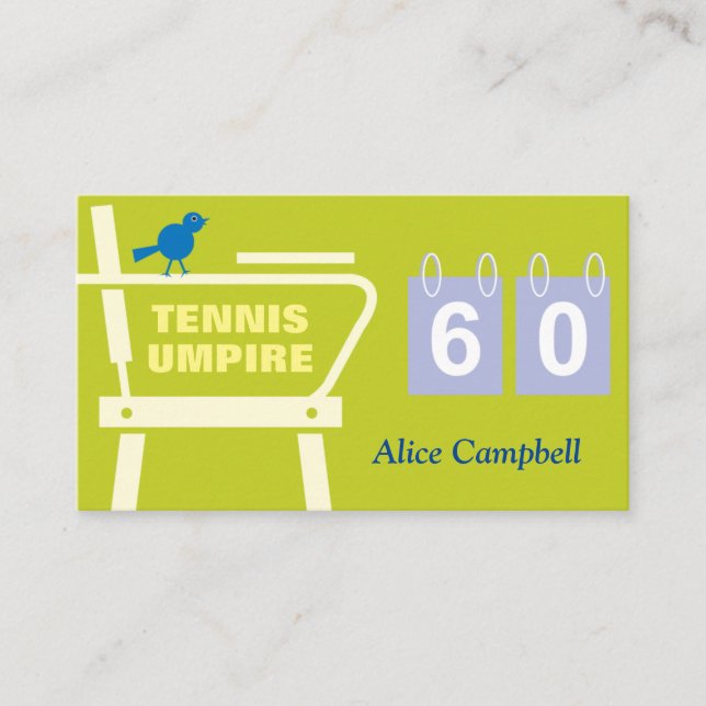Chair or line tennis umpire business card template (Front)