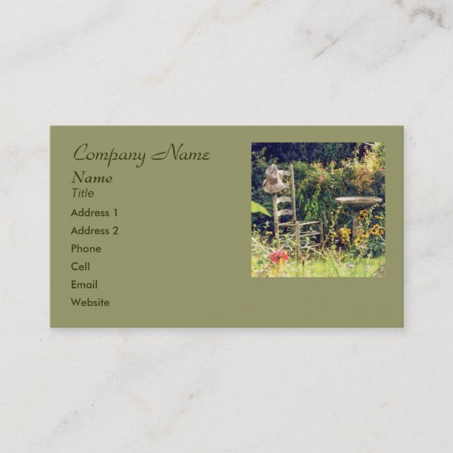 'Chair with Hat in Garden' Business Card (Front)