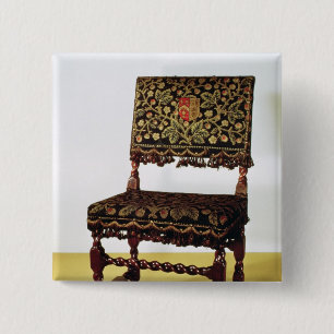 Chair with spiral stretchers, late 17th century 15 cm square badge