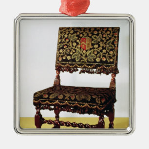 Chair with spiral stretchers, late 17th century metal tree decoration