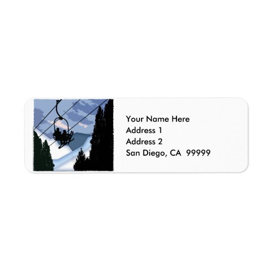 Chairlift Full of Skiers CUSTOMIZED Return Address Label