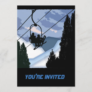 Chairlift Full of Skiers Invitation