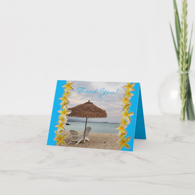 Chairs and Umbrella Beach Thank You Card (Front)