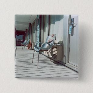 Chairs Outside Beach Hotel Rooms 15 Cm Square Badge