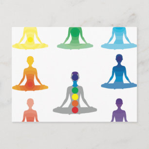 Chakra 7 colours aura chi prana yogi yoga lotus postcard