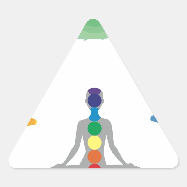 Chakra 7 colours aura chi prana yogi yoga lotus triangle sticker (Front)