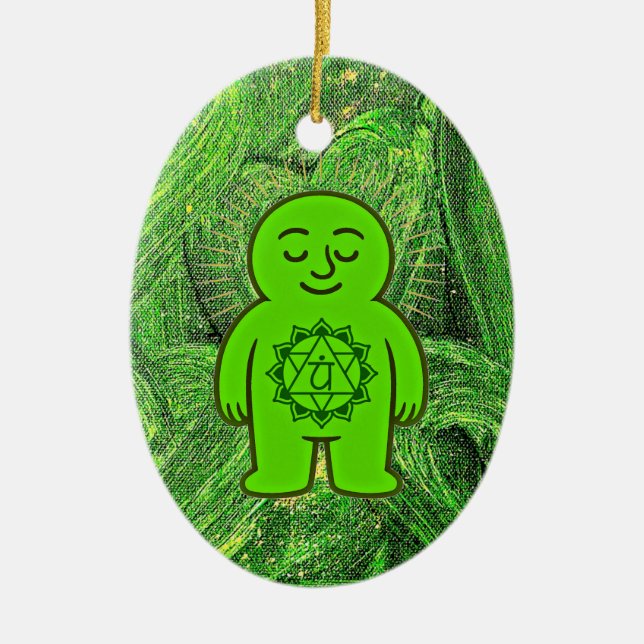 Chakra Buddies: Heart Chakra Ceramic Tree Decoration (Front)