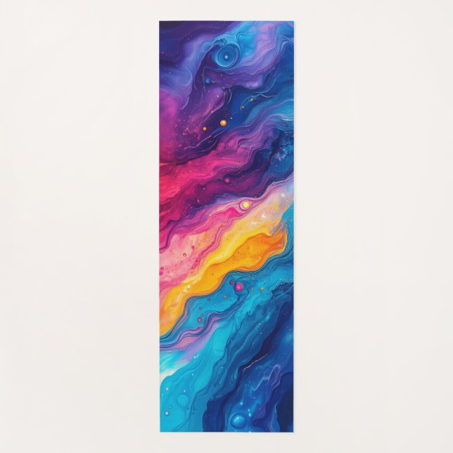 Chakra Colors Fire & Ice Abstract Paint Yoga Mat (Front)
