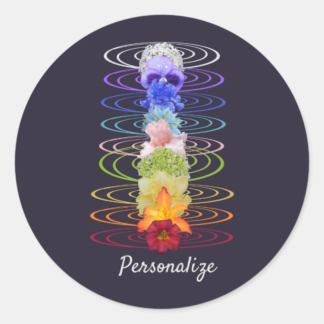Chakra Colour Flowers Zen Spiritual Classic Round Sticker (Front)
