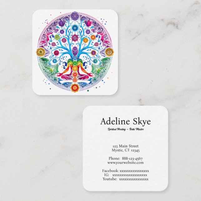 Chakra design square business card (Front/Back)