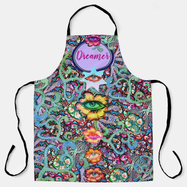 Chakra Floral Dreamer Colourful Unusual Mystical Apron (Front)