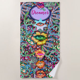 Chakra Floral Dreamer Colourful Unusual Mystical  Beach Towel