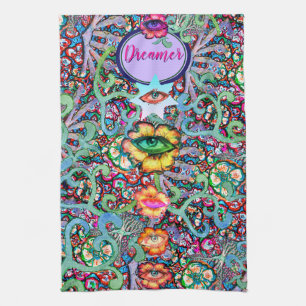 Chakra Floral Dreamer Colourful Unusual Mystical Tea Towel