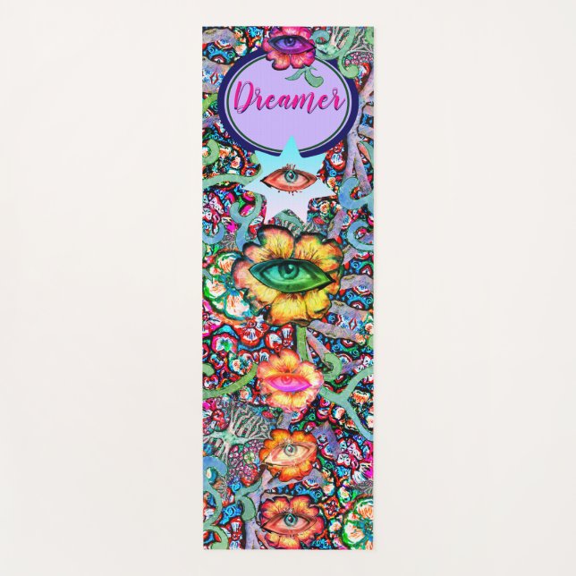 Chakra Floral Dreamer Colourful Unusual Mystical  Yoga Mat (Front)