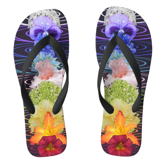Chakra Flowers Zen Meditation Flip Flops (Footbed)