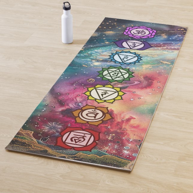 Chakra Galaxy Vintage Rainbow  Yoga Mat (In Situ)