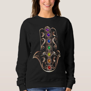 Chakra Hamsa Hand Yoga Meditation Women Spiritual Sweatshirt