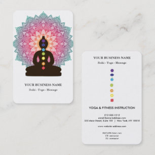 Chakra Healing Meditation Lotus Pose Man Mandala Business Card