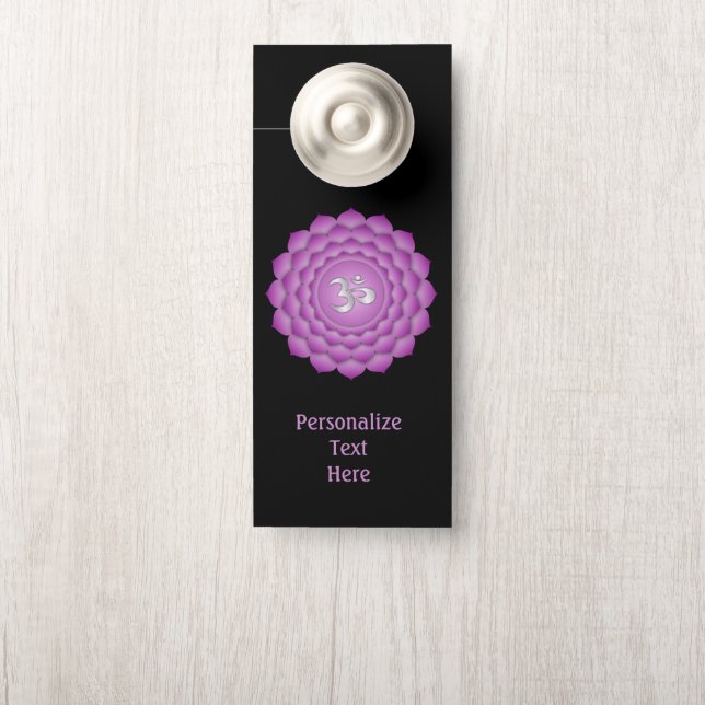 Chakra Lilac Zen Meditation Yoga Personalised Room Door Hanger (On Knob)
