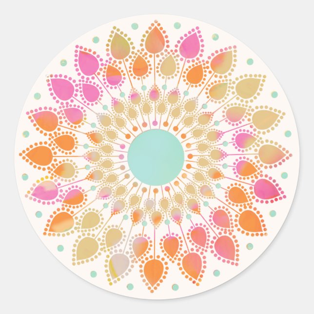 Chakra Lotus Flower Mandala   Classic Round Sticker (Front)