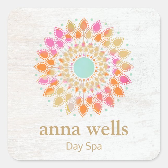 Chakra  Lotus Flower Mandala  Square Sticker (Front)