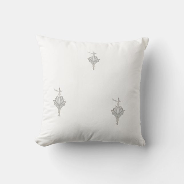Chakra Lotus Flower Silver Pendant Throw Pillow (Front)