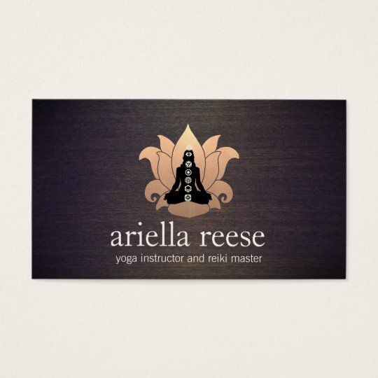Chakra Lotus Yoga and Meditation Instructor Wood Business Card