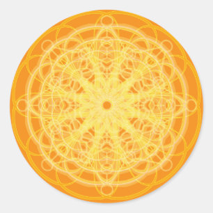 Chakra Mandala Sacred Geometry Bright Orange Classic Round Sticker