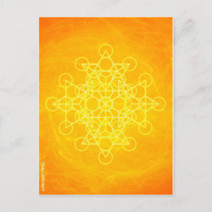 Chakra Mandala Sacred Geometry Bright Yellow Postcard