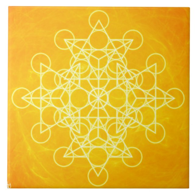 Chakra Mandala Sacred Geometry Bright Yellow Tile (Front)