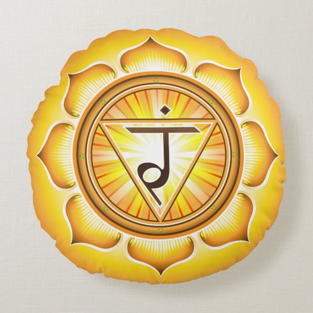 Chakra Manipura Yoga Round Pillow (Front)