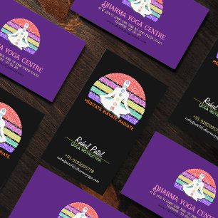 Chakra Meditation Yoga Rainbow Sunset Business Card