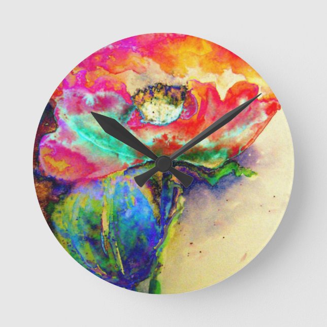 Chakra Poppy Round Clock (Front)