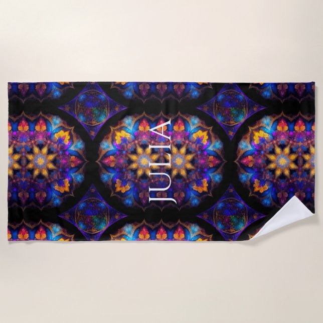 CHAKRA STAR NEW AGE DESIGN BEACH TOWEL (Front)