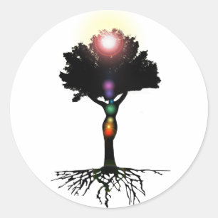 Chakra Tree Classic Round Sticker