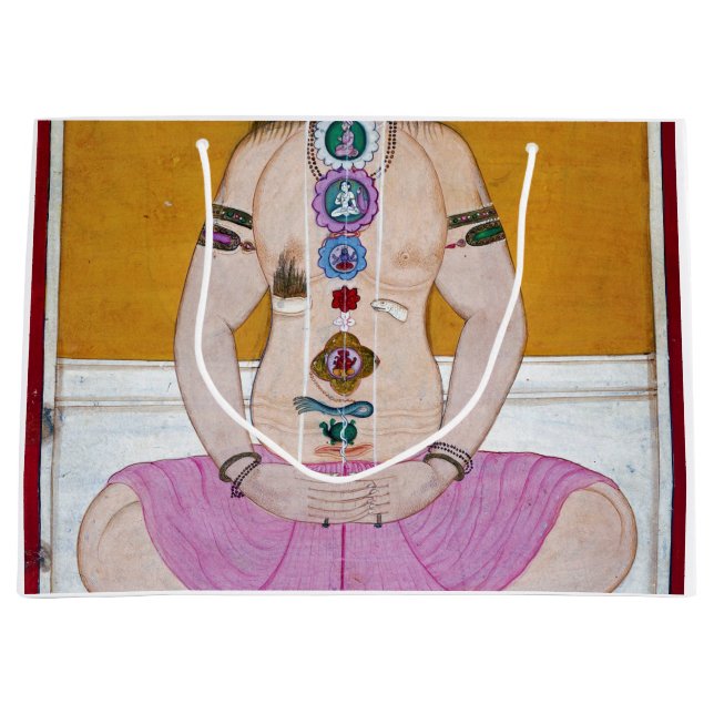 Chakra Yoga Illustration for Meditation Large Gift Bag (Front)