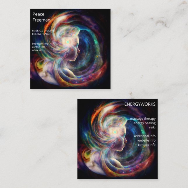 Chakras | Human Auras | Energy Healer  Square Business Card (Front/Back)